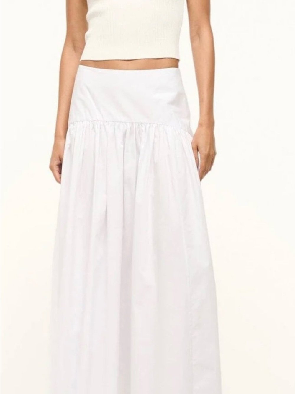 STAUD White Tiered Maxi Skirt